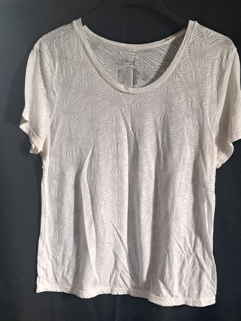 Danskin White Short Sleeve Tee with Subtle Textured Pattern